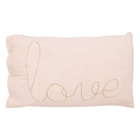 Coussin gaze de coton avec mot doux (30x50 cm - Rose Clair)