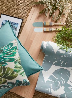 Coussin GoodHome Hiva vert bleu 60 x 60 cm