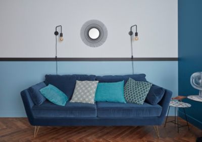 Coussin GoodHome Pahea bleu foncé L.45 x l.45 cm