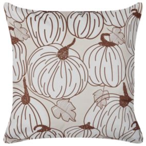 Coussin GOURD Velours 45 x 45 cm Beige Motif de plante