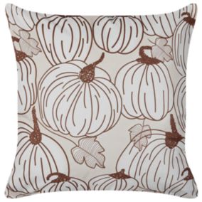 Coussin GOURD Velours 45 x 45 cm Motif de plante Beige