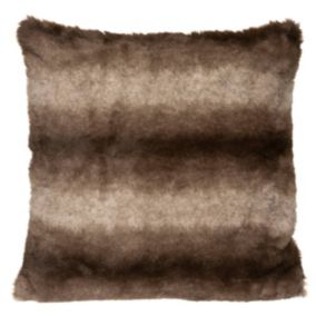 Coussin "Grizzli" - fausse fourrure - marron 45x45 cm - Atmosphera