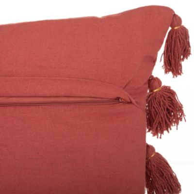 Coussin gypsy avec pompons (50x50 cm - Terracotta)