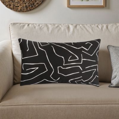 Coussin Halia noir et blanc L.50 x l.30 cm
