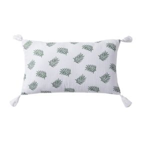 Coussin imprimé double gaze blanc 30x50