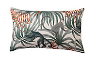 Coussin imprimé jungle singe Deco&Co blanc et vert L.50 x l.30 cm