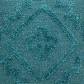 Coussin "Inca" en coton tufté bleu canard 40x40 cm - Bleu canard- Atmosphera