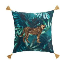 Coussin jungle avec guépard (40x40 cm - Multicolore)