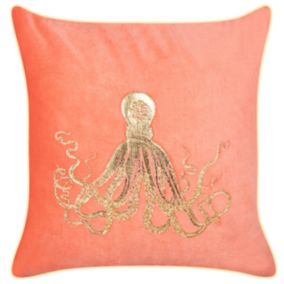 Coussin LAMINARIA Velours 45 x 45 cm Corail Motif animal