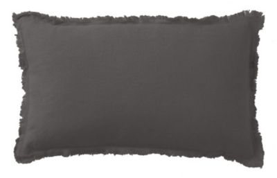Coussin lin effilé gris noir L.50 x l.30 cm