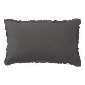 Coussin lin effilé gris noir L.50 x l.30 cm