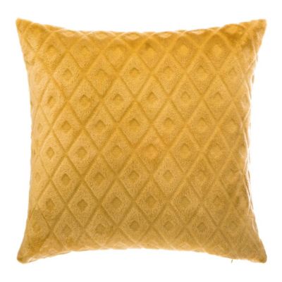 Coussin losanges - flanelle - jaune ocre - 40x40 cm - Atmosphera