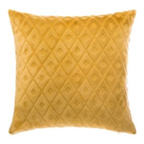 Coussin losanges - flanelle - jaune ocre - 40x40 cm - Atmosphera