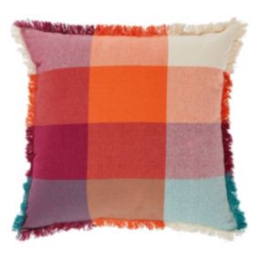 Coussin madras à franges "Yucatan" 45x45cm - Atmosphera