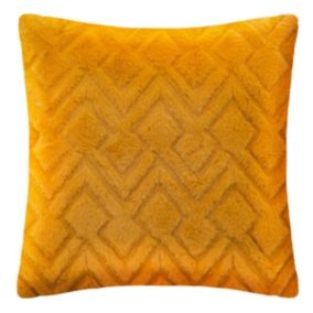 Coussin "Mara" - fausse fourrure - jaune ocre - 45x45 cm - Atmosphera