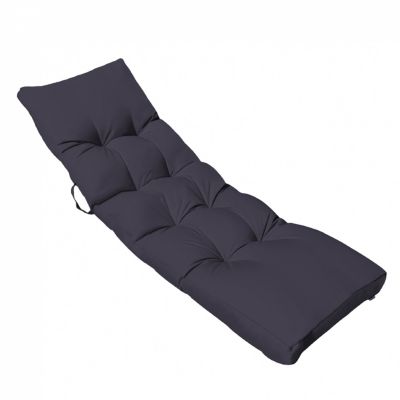 Coussin matelassé pour bain de soleil, transat - 185 x 60 cm - Gris foncé - Linxor