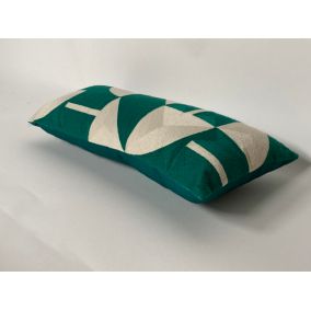 Coussin motif géométrique vert et blanc l.70 x h.30 cm