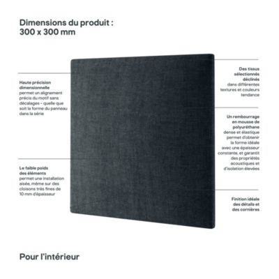 Coussin mural en tissu anthracite 30 x 30 cm Stegu