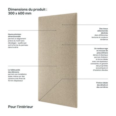Coussin mural en tissu beige 30 x 60 cm Stegu