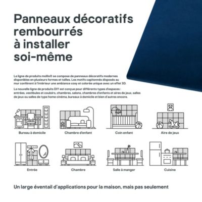 Coussin mural en tissu bleu d'encre 30 x 60 cm Stegu
