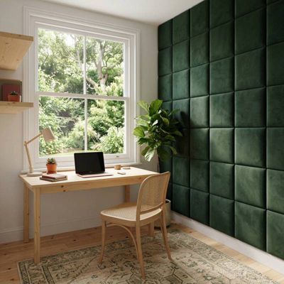 Coussin mural velours vert sapin - 30 x 30