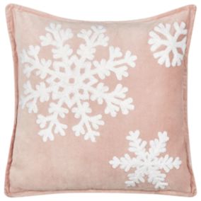 Coussin MURRAYA Velours 45 x 45 cm Rose Motif de Noël
