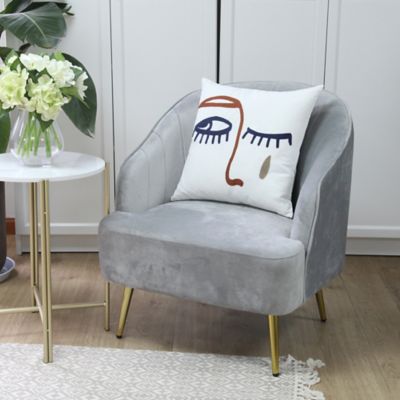 Coussin Naunet Effet brodé 45x45cm GoodHome Blanc, marron et jaune