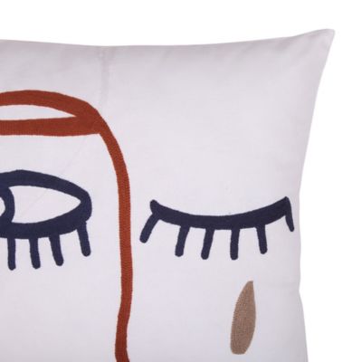 Coussin Naunet Effet brodé 45x45cm GoodHome Blanc, marron et jaune