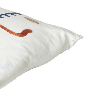 Coussin Naunet Effet brodé 45x45cm GoodHome Blanc, marron et jaune