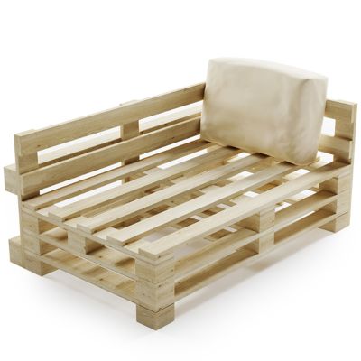Coussin Palette Déhoussable Imperméable Angle BANANAIR 60 x 40 cm Beige