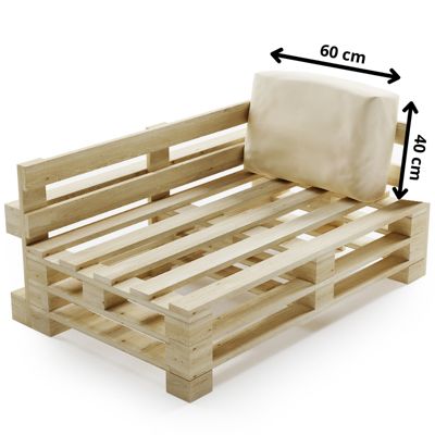 Coussin Palette Déhoussable Imperméable Angle BANANAIR 60 x 40 cm Beige