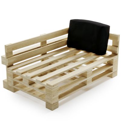 Coussin Palette Déhoussable Imperméable Angle BANANAIR 60 x 40 cm Noir