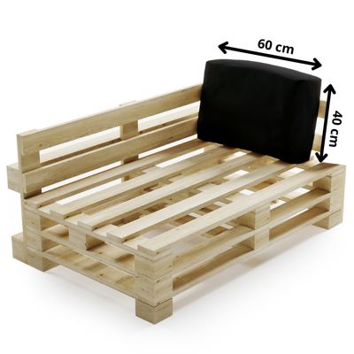 Coussin Palette Déhoussable Imperméable Angle BANANAIR 60 x 40 cm Noir