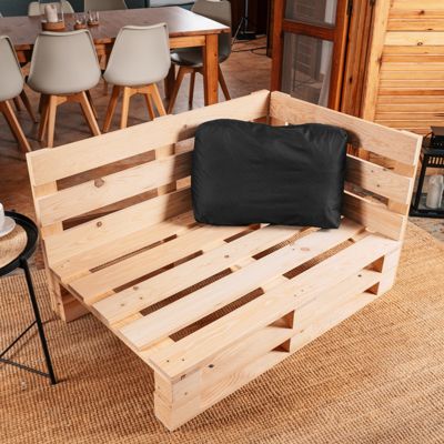 Coussin Palette Déhoussable Imperméable Angle BANANAIR 60 x 40 cm Noir