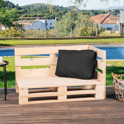 Coussin Palette Déhoussable Imperméable Angle BANANAIR 60 x 40 cm Noir