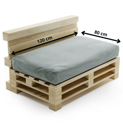 Coussin Palette Déhoussable Imperméable Assise BANANAIR 120 x 80 cm Gris clair