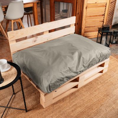 Coussin Palette Déhoussable Imperméable Assise BANANAIR 120 x 80 cm Gris clair