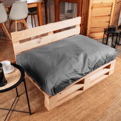 Coussin Palette Déhoussable Imperméable Assise BANANAIR 120 x 80 cm Gris foncé