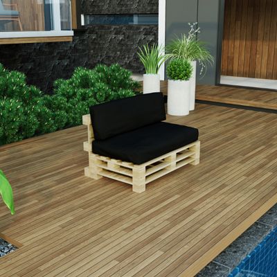 Coussin Palette Déhoussable Imperméable Assise BANANAIR 120 x 80 cm Noir