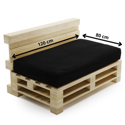 Coussin Palette Déhoussable Imperméable Assise BANANAIR 120 x 80 cm Noir