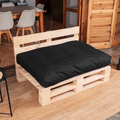 Coussin Palette Déhoussable Imperméable Assise BANANAIR 120 x 80 cm Noir