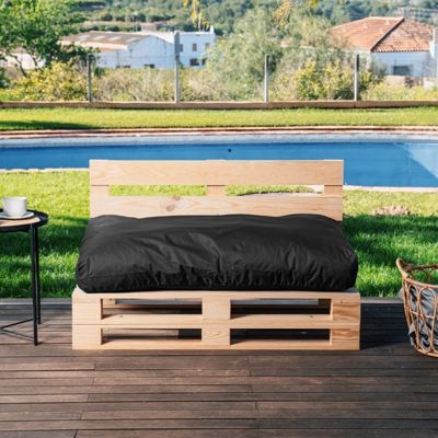 Coussin Palette Déhoussable Imperméable Assise BANANAIR 120 x 80 cm Noir