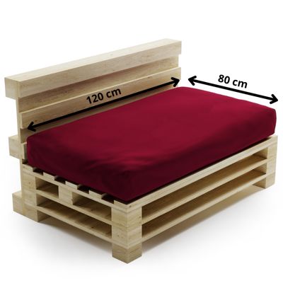 Coussin Palette Déhoussable Imperméable Assise BANANAIR 120 x 80 cm Rouge