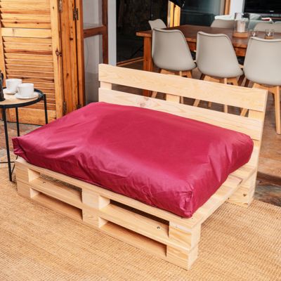Coussin Palette Déhoussable Imperméable Assise BANANAIR 120 x 80 cm Rouge