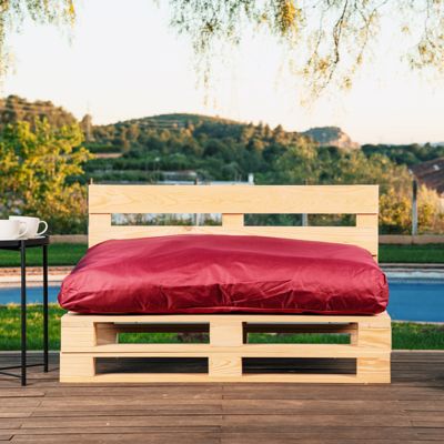 Coussin Palette Déhoussable Imperméable Assise BANANAIR 120 x 80 cm Rouge