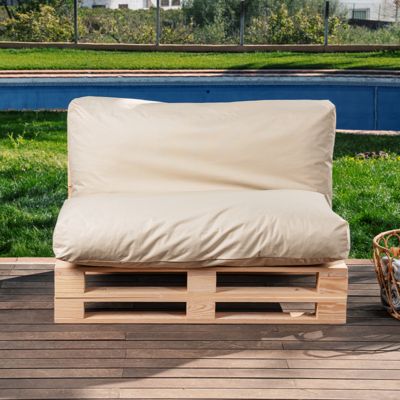 Coussin Palette Déhoussable Imperméable BANANAIR 120 x 60 cm Beige