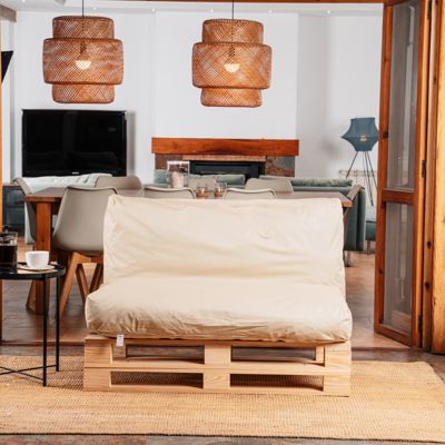 Coussin Palette Déhoussable Imperméable BANANAIR 120 x 60 cm Beige