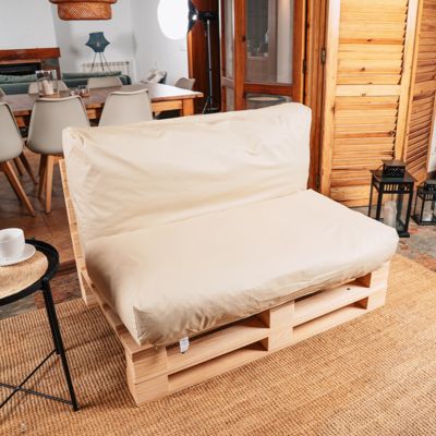 Coussin Palette Déhoussable Imperméable BANANAIR 120 x 60 cm Beige