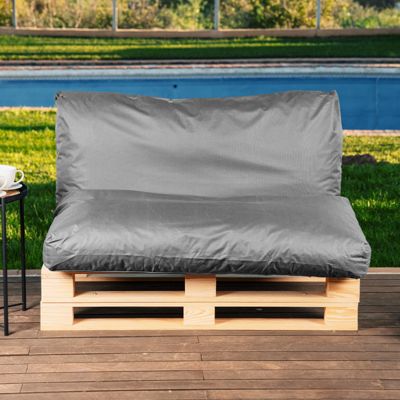 Coussin Palette Déhoussable Imperméable BANANAIR 120 x 60 cm Gris foncé
