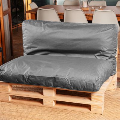 Coussin Palette Déhoussable Imperméable BANANAIR 120 x 60 cm Gris foncé